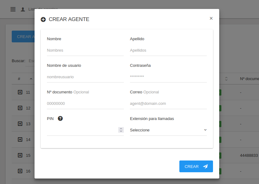 Crear agente