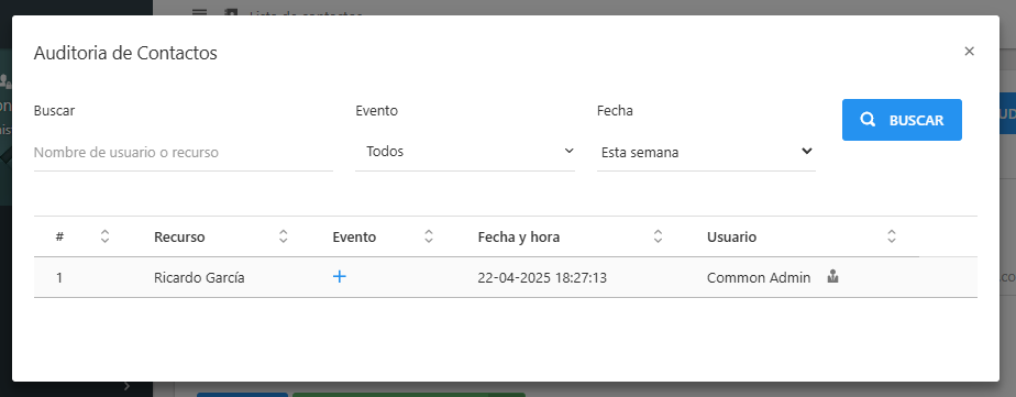 Auditorias lista de acciones realizadas