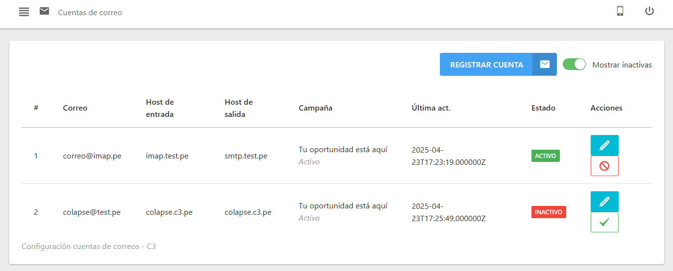 Activar cuenta de correo