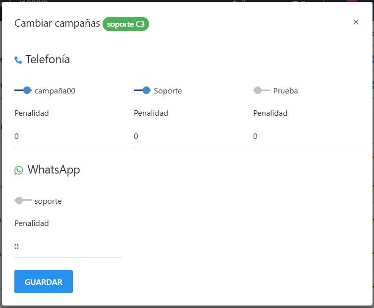 Mover agentes por campañas
