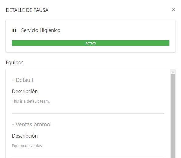 Ver detalle pausa