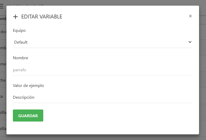 Editar variable de plantilla