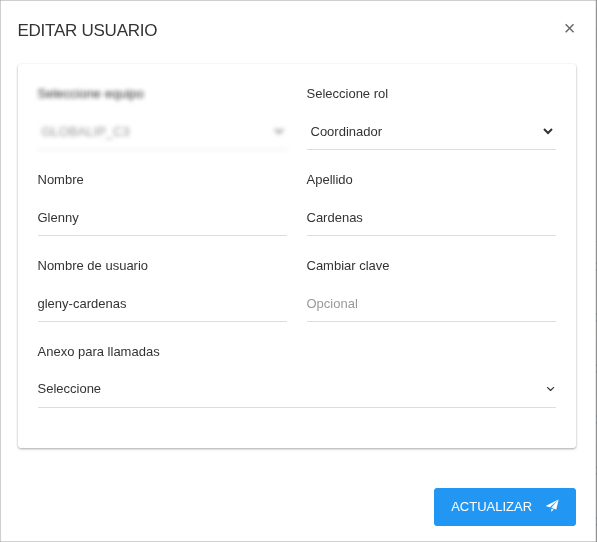 Editar usuario formulario