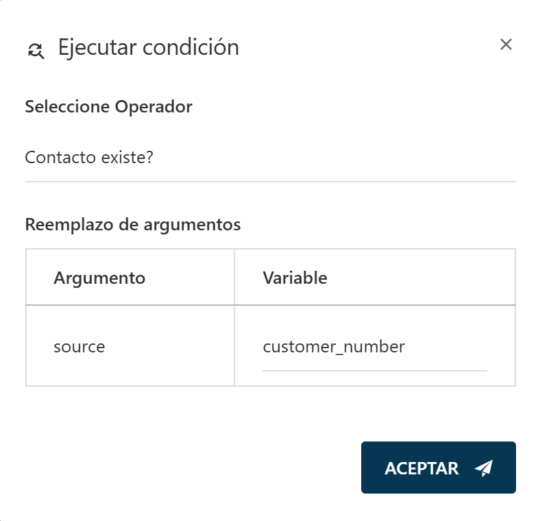 Configuración de la condición