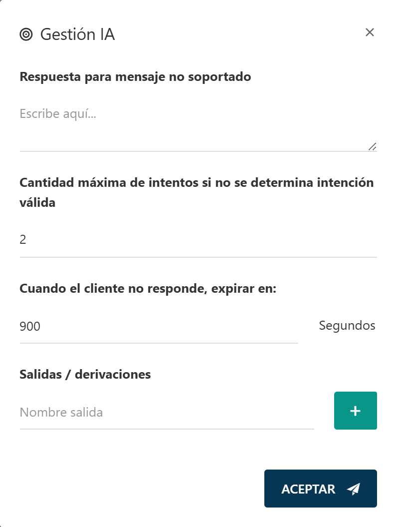Configuración de la gestión IA