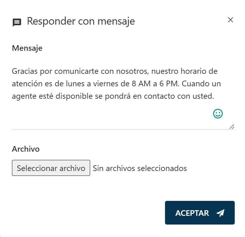 Configuración del mensaje