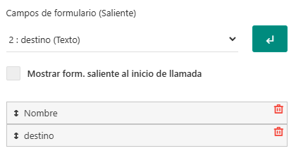 Campos formulario Saliente