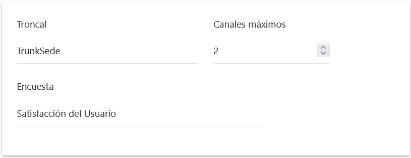Campos para el objetivo Realizar encuesta.