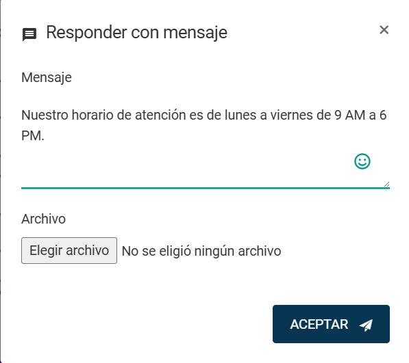 Configurar mensaje horarios