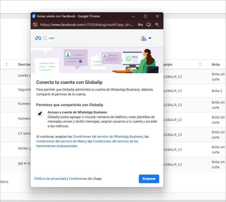Paso 4: Otorgar permisos de conexión a C3.