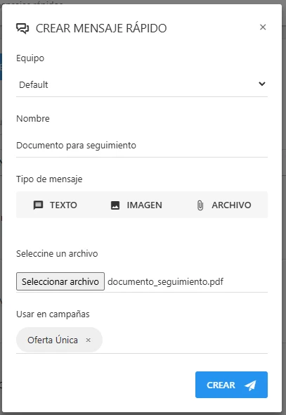 Crear mensaje rápido archivo
