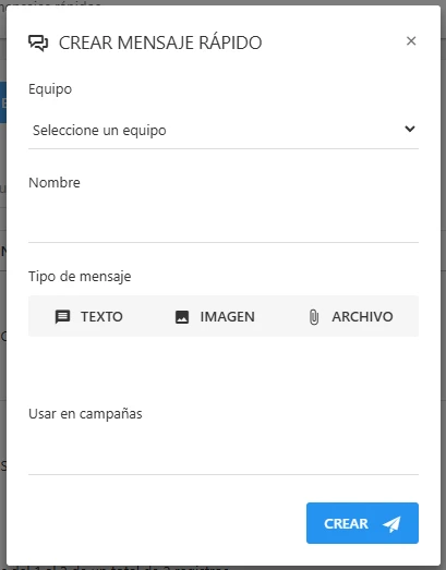 Crear mensaje rápido
