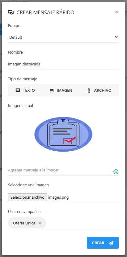 Crear mensaje rápido imagen