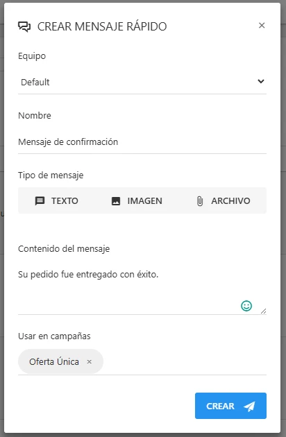 Crear mensaje rápido texto