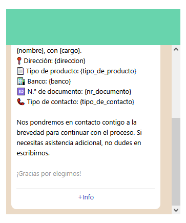 Botón plantilla en el mensaje