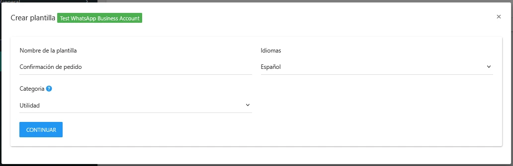 Crear mensaje de plantilla