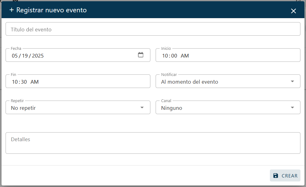 Crear evento