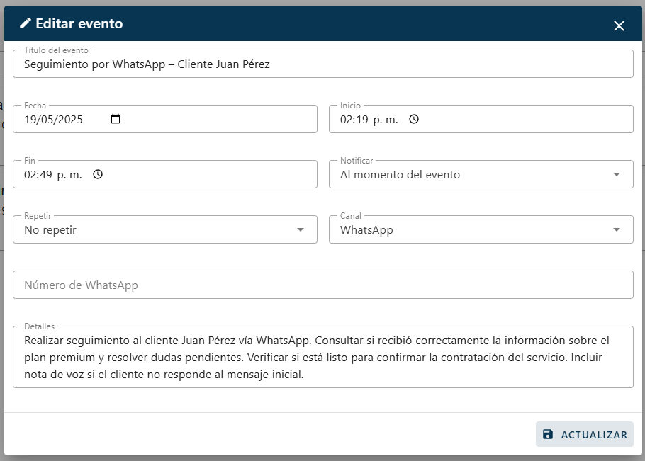 Editar evento