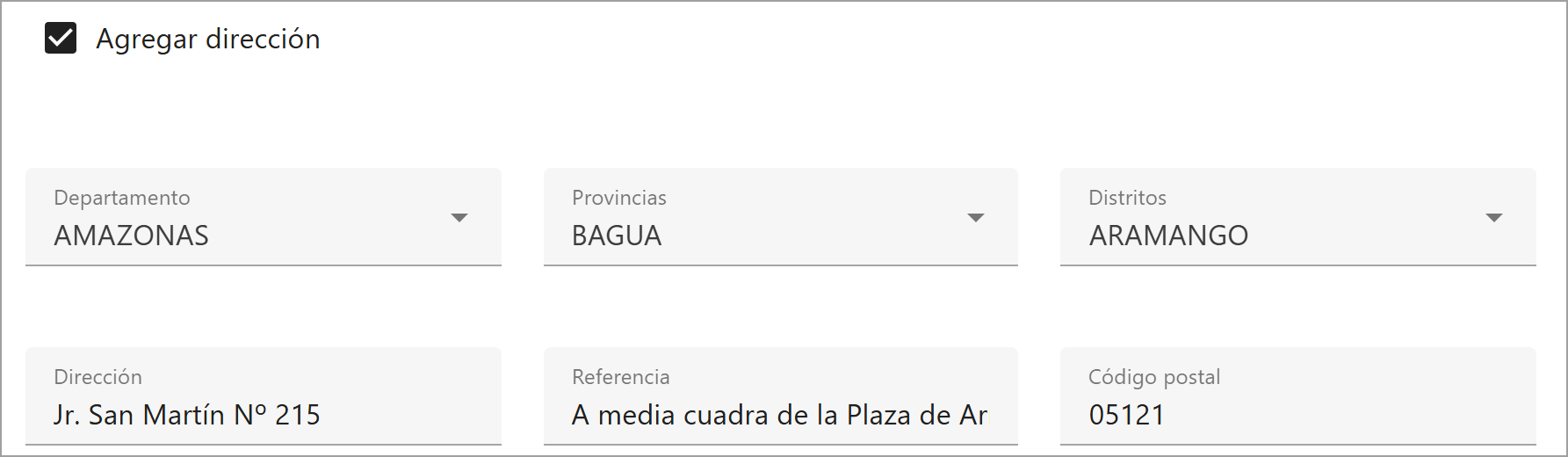Dirección del contacto