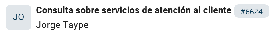 Cabecera de la interacción seleccionada de Correo mostrando los datos del cliente Jorge Taype, asunto, identificador