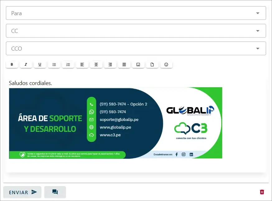 Editor de correo