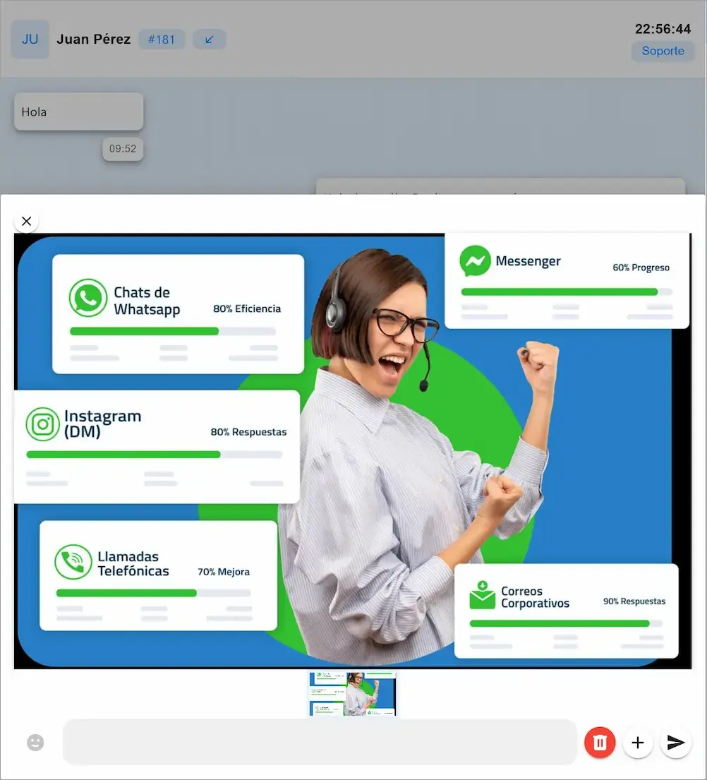 Archivo adjuntado en la barra de redacción de Messenger