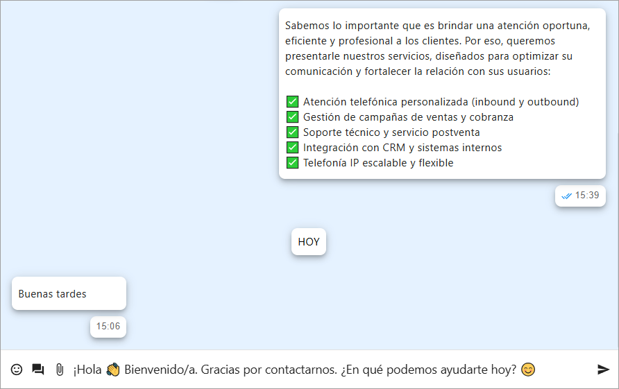 Respuesta rápida seleccionada en la barra de redacción de Messenger
