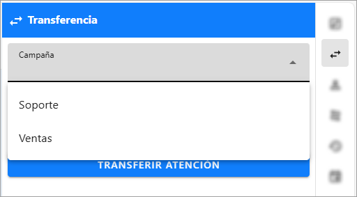Panel de transferencia Messenger con una campaña seleccionada.