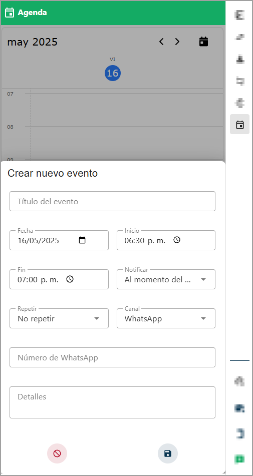 Crear evento