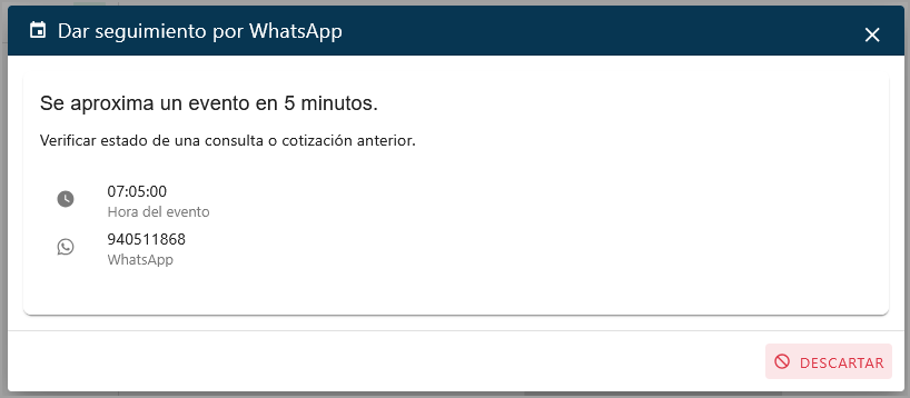 Notificación 5 min antes