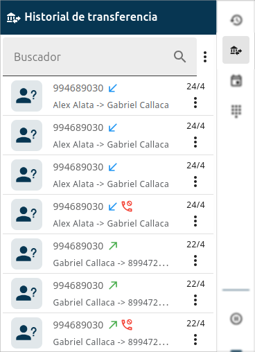 Historial de transferencias