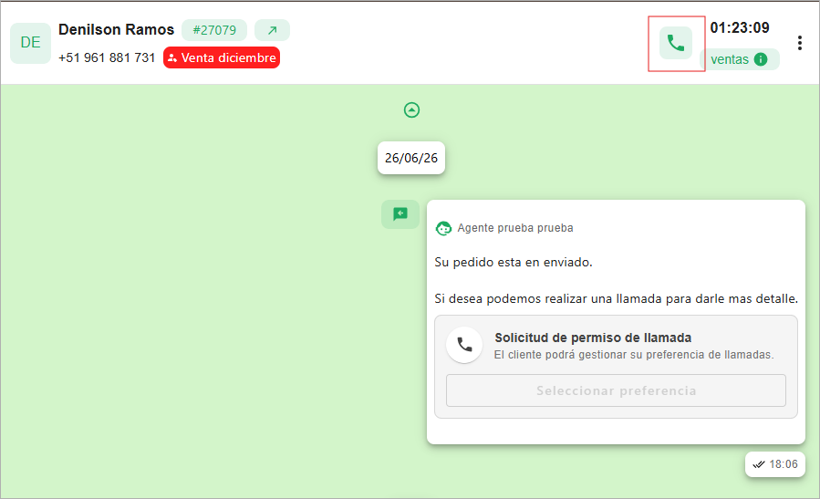 boton de llamada desde atención