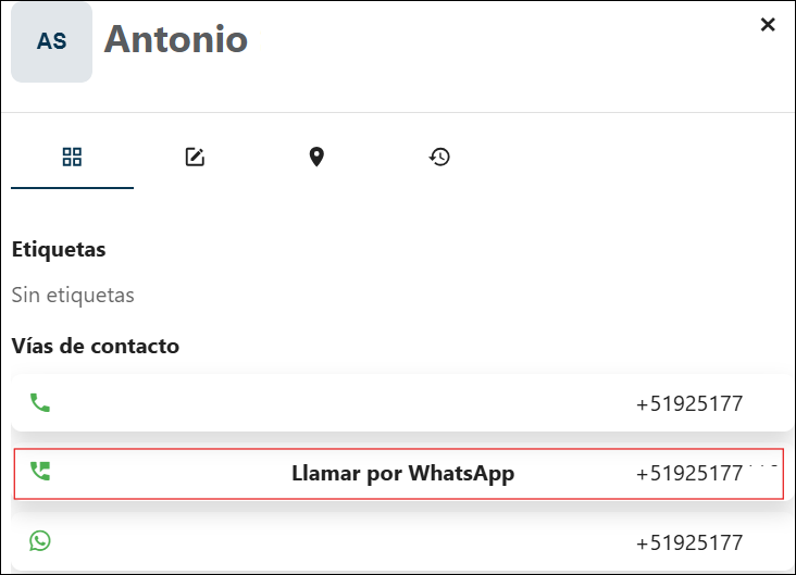 vías de contacto