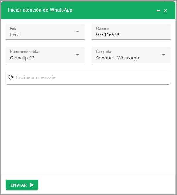 nueva atención previamente registrado